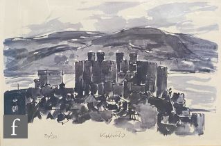 SIR KYFFIN WILLIAMS OBE, RA (WELSH, 1918-2006) - Conwy Castle, photographic reproduction, signed