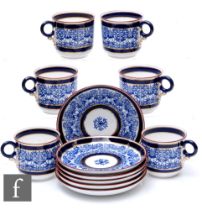 A collection of 19th Century Royal Worcester 'Royal Lily' pattern tea or coffee cups and saucers, to