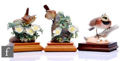 A Royal Worcester model of Cock Wren and Burnet Rose, modelled by Dorothy Doughty, printed marks,