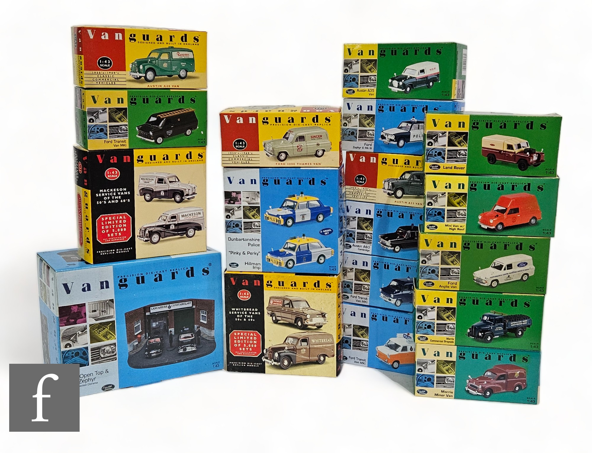 A collection of Lledo Vanguards diecast models, all police and commercial vehicles, to include a
