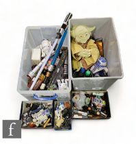 A collection of assorted Star Wars items, mostly unboxed, to include plush toys, electronic games,