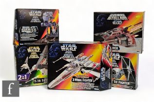 A collection of Kenner Star Wars Power of the Force 2 vehicles, comprising T-16 Skyhopper, X-wing