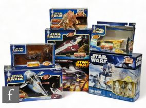 A collection of Hasbro Star Wars vehicles and toys, comprising Revenge of the Sith Obi-wan's Jedi