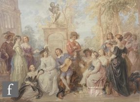 JOHN MASSEY WRIGHT (1777-1866) - 'The Troubadour', watercolour, framed, 33cm x 47cm, frame size 58cm