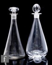 A 20th Century Orrefors clear crystal decanter, designed by Nils Landberg, of tapering ovoid form