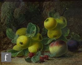 OLIVER CLARE (1852-1927) - Crab apples and raspberries, oil on canvas, signed, framed, 21cm x