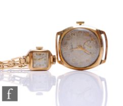 A gentleman's 9ct hallmarked, manual wind Everite wrist watch, presentation engraving to reverse,