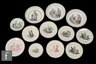 A collection of 19th Century and later transfer printed ceramic plates and dishes, by Scott's