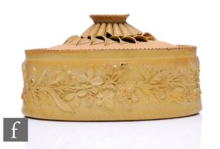 An early 19th Century Wilson Caneware game pie dish circa 1800, the oval dish relief moulded with