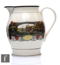 A large early 19th Century Joseph Warburton, Carrs Hill Pottery, Newcastle upon Tyne Creamware jug