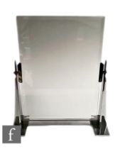 A large 1930s Art Deco easel picture frame, the double glass panes within a chrome plated stand with