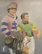 DEREK WILLIAMS, RBSA (1932-2009) - 'Jockeys at the Weigh In', pastel and gouache drawing, signed,