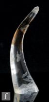 A later 20th Century clear crystal sculptural form by David Prytherch, of tapered and arched form