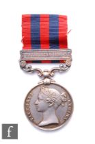 An Indian mutiny medal Waziristan 1894-5 awarded to 2422 Corpl H J Kolb 2d 15th Border Regt, with