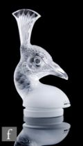 A Rene Lalique, Lalique Tete De Paon (The Peacock) 2006 re-issue car mascot in the form of a