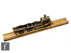 A 3 1/2 inch gauge part scratch built 4-6-0 locomotive with part boiler section, length 70cm and