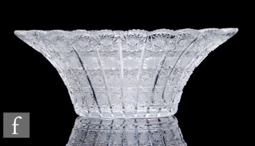 A 20th Century American clear crystal cut bowl, of oval section, the body finely cut with bands of