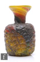 A large contemporary Tim Smith studio glass vase, of free blown ovoid form with flared neck, hot