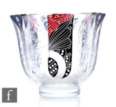 A Bohemian Art Deco glass vase by Karel Palda, circa 1920, of footed flared form with faceted panels