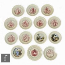 A collection of ten 19th Century transfer printed plates depicting the months of the year and