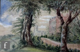 FOLLOWER OF WILLIAM ANDREWS NESFIELD (1793-1881) - Wooded landscape with village church, watercolour