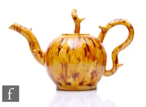 A later 20th Century Walter Keeler teapot, of globular form with spiked handle, finial and spout all