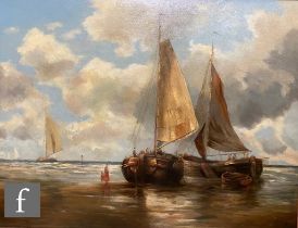 ANDREW DOMAN (LATE 19TH CENTURY) - Beached fishing boats, oil on canvas, signed indistinctly,