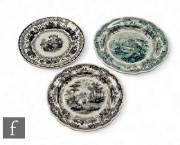 A 19th Century William Smith & Co. green and white transfer printed charger in the Select Views