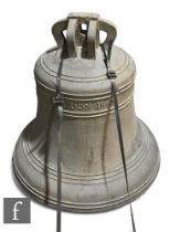 A 19th Century bronze White Chapel bell, stamped G Mears Foundry 1861, replaced clapper, weight