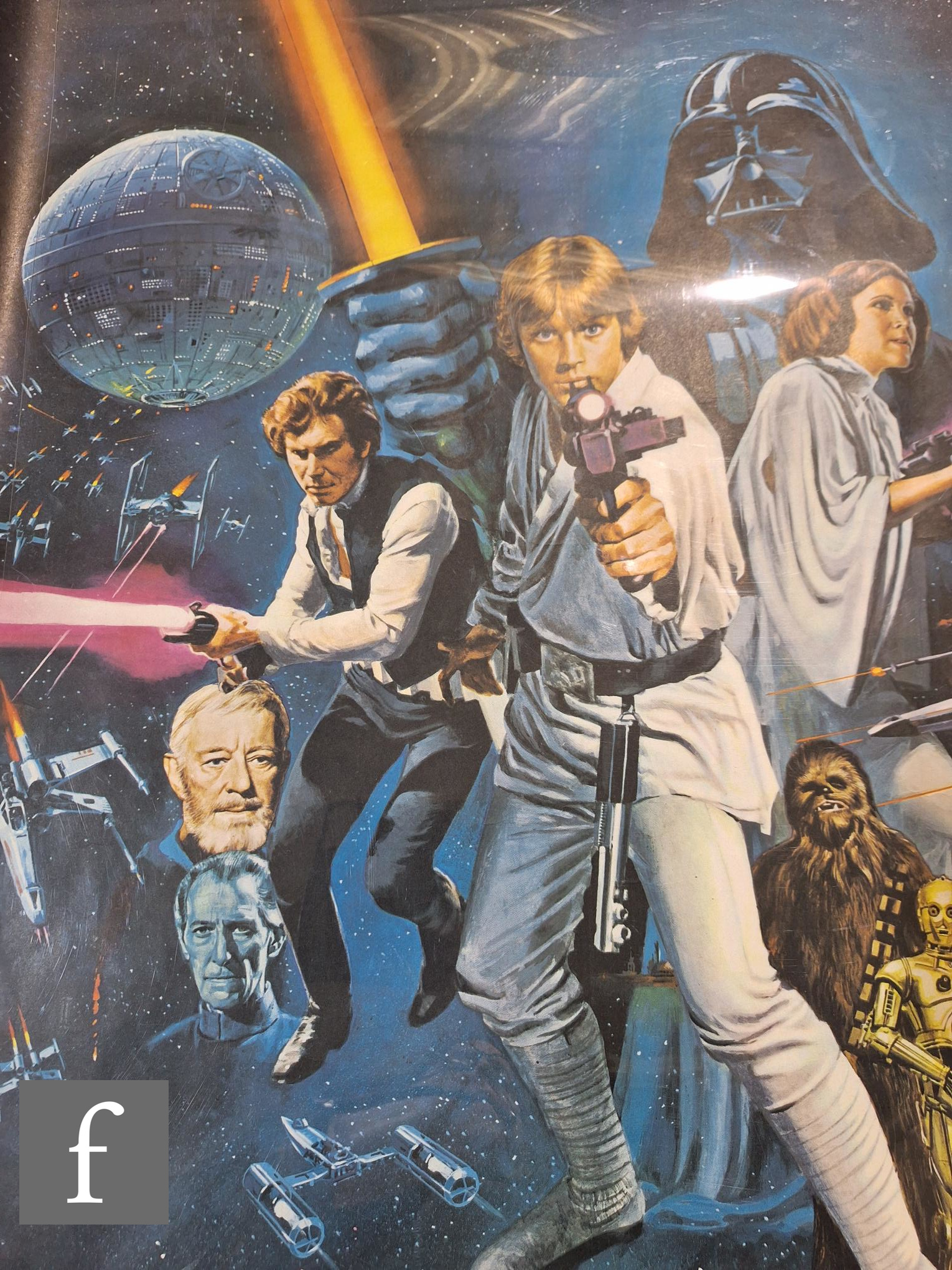 A Star Wars (1977) British Quad film poster, Academy Awards version, artwork by Tom Chantrell, - Image 5 of 9