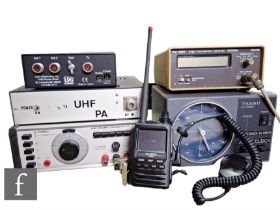 A Yaesu FT3D hand held 144/430 mhz with MH-34 microphone, also a LDG AT-100 Pro Autotuner, a NanoVNA