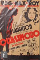 A Quasimodo 1939 Belgian one sheet film poster, starring Charles Laughton and Maureen O'Hara, 20