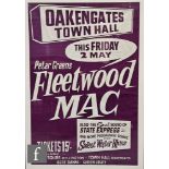 An original promotional poster for Peter Greens Fleetwood Mac performing at Oakengates Town Hall,