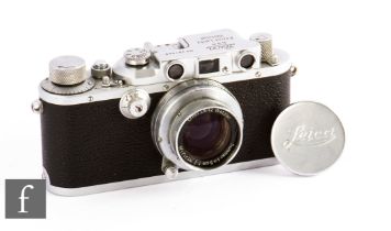 A Leica IIIb, circa 1938, Leitz Wetzlar f1:2 50 lens, serial number 281840.