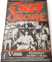 An original 1989 Ozzy Osbourne concert poster, 3rd May, Birmingham, NEC Birmingham, 147cm x 98cm. *A