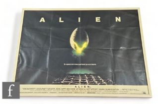 An Alien (1979) British Quad Film poster, directed by Ridley Scott, framed, folded, 30 x 40 inches.