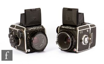 Two Zenza Bronica medium format SLR cameras, serial numbers CB315000 and CB305495.