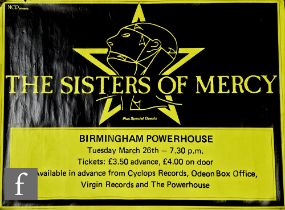 An original 1985 Sisters of Mercy Birmingham Powerhouse poster, 76cm x 102cm. *A Tour Manager's
