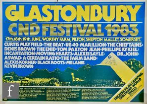 Glastonbury - Two posters, to include Glastonbury 1983, 45cm x 64cm, and 1984, 63.5cm x 60cm. (2) *A