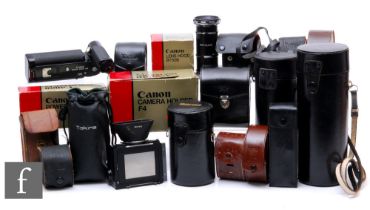 A collection of various camera lenses and accessories, to include Tamron, Tonkina and Vivitar