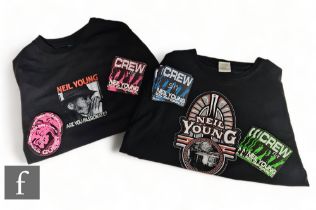 Neil Young - Two tour t shirts, to include American tour, labelled large, and Are You Passionate