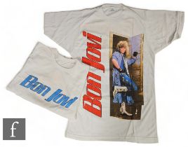 Bon Jovi - A Slippery When Wet 1986 Tour of the World t shirt, labelled XL, and a Slippery When