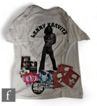 Lenny Kravitz - A 1991 Always On The Run tour t shirt, labelled L, together with twenty four satin
