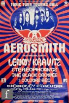 Two original 1999 Aerosmith tour posters, a 152cm x 101cm version, and smaller version 77cm x