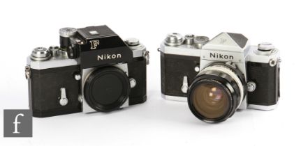 A collection of Nikon SLR 35mm rangefinder cameras, to include a Nikon F body serial number 7210082,