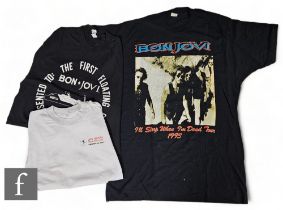 Bon Jovi - Three t shirts, to include 1993 I'll Sleep When I'm Dead tour, labelled XL, Slippery When