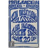 An original promotional poster for a performance by Jon Hiseman's Colosseum at the Malvern Winter