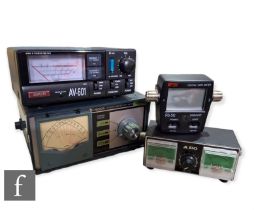 A DAIWA CN620A 1.8 to 150mhz SWR meter, an AEC SWR-50 meter, an Avair AV-601 SWR meter and a