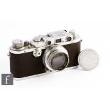 A Leica IIIa, circa 1936, with Leitz Wetzlar f1:2 50 lens, chrome body, serial number 195537.