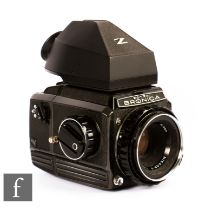 A Zenza Bronica Medium Format SLR Camera with Nikon Nikkor P 2.8 75mm lens.